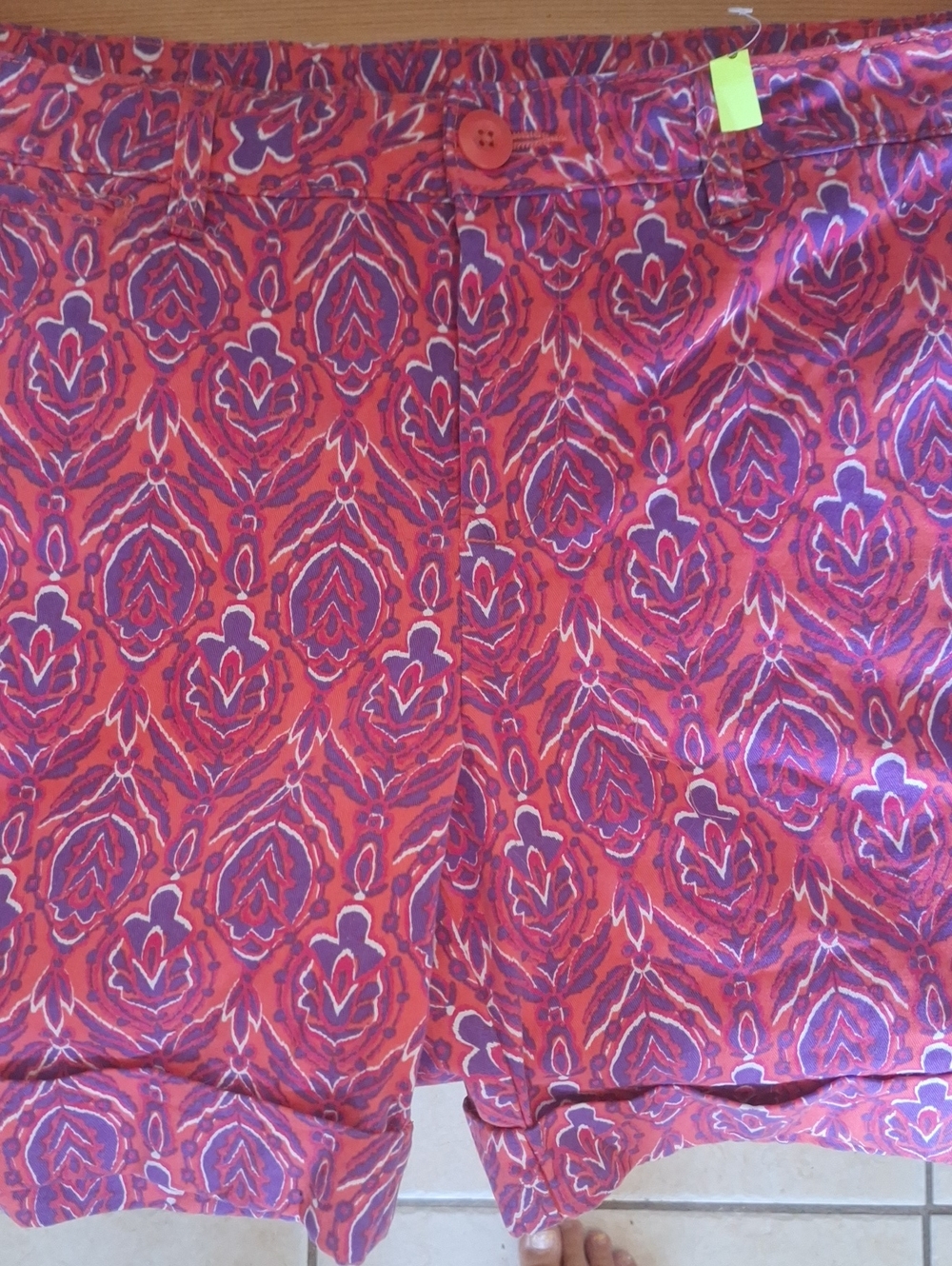 Faded Glory Pink and Red Patterned Bermuda Shorts